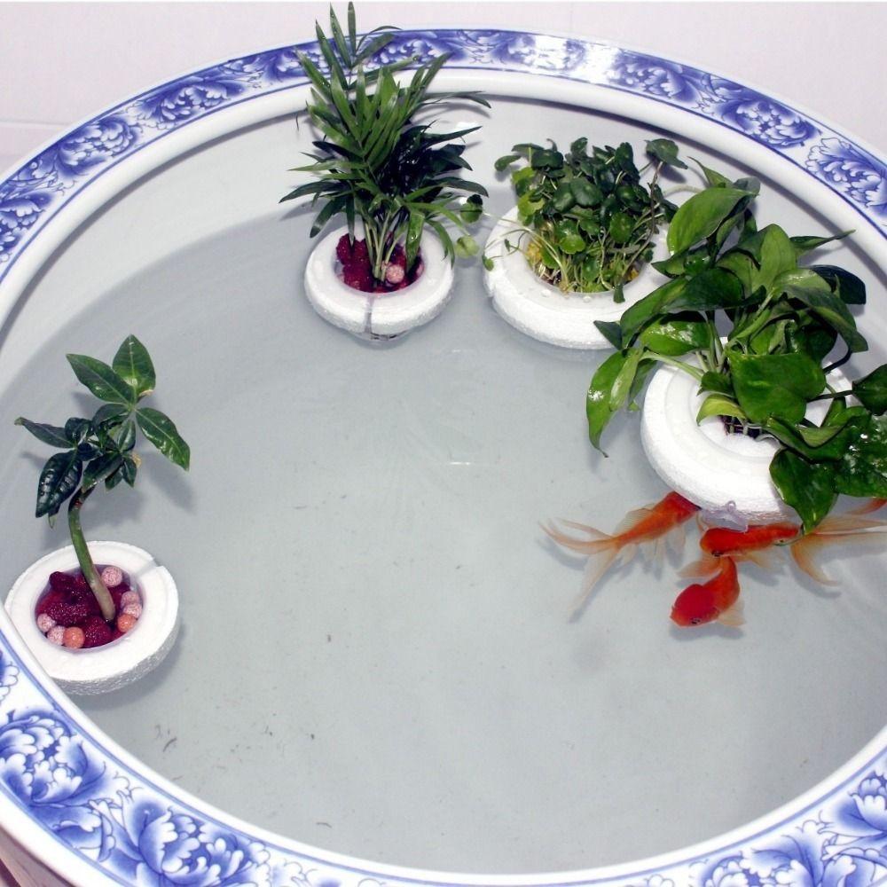 Plastic Floating Aquatic Plant Basket Round Root Protection Hydroponic Planting Basket Suction Cup Plant Root Basket