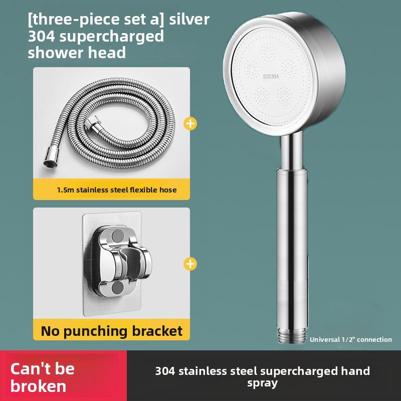 304 Stainless Steel Pressurized Shower Head, Little Waist Bathroom Pressurized Shower Head Hose Set