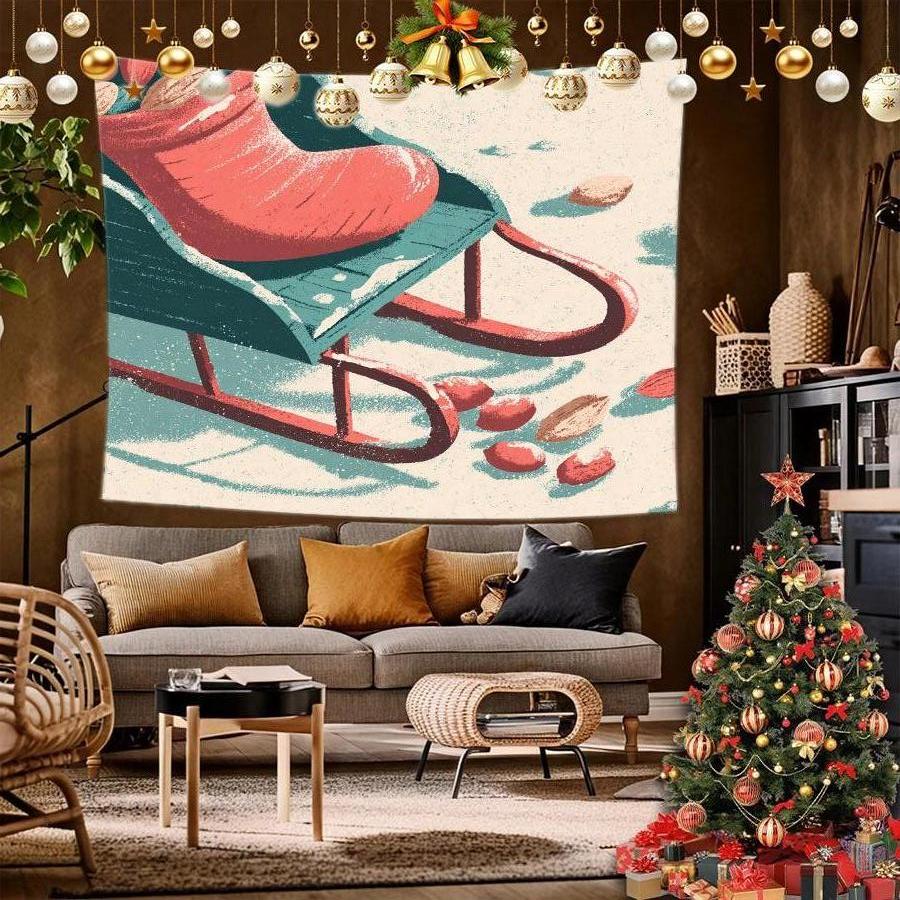 Christmas Gnome Tapestry Background Cloth Hanging Cloth Bedroom Bedside Decorative Wall Cloth Rental Dormitory Tapestry