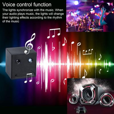 Mini-DJ-Licht, tragbare, wiederaufladbare Stimmungsleuchte mit Sprachsteuerung und 32 Lichteffekten, ideal für Partys, Camping, Autofahrten und Musiksynchronisation.