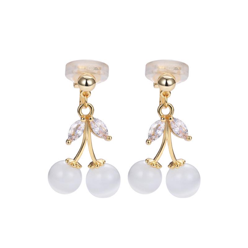 

Нишевые серьги-клипсы с кубическим цирконием, в виде вишни и кошачьего глаза, женские, роскошные, милые золотой