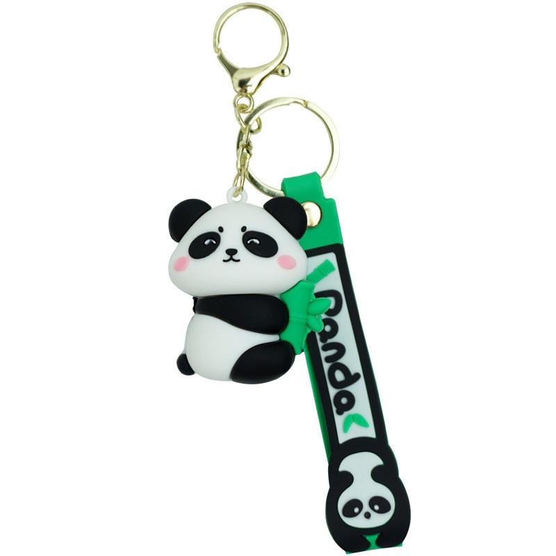 Whimsical Panda Cartoon Keychain Creative Rubber Charm For Backpack Or Keys Car