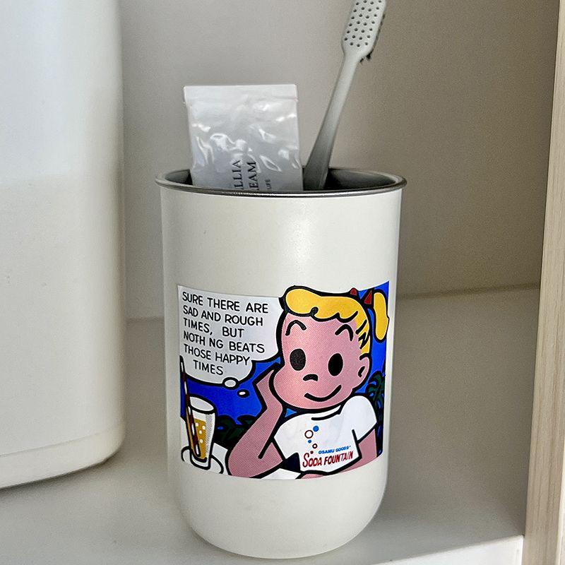 

Harada Osamu Children s Cute Cartoon Toothbrush Holder Set - Stainless Steel, Creative Couple Rinsing Cups 301-400ml