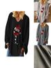 Trendige Damen Weihnachten Weinglas V-Ausschnitt Langarm Pullover Bluse Tops