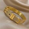 Greatera Stainless Steel Strap Men Bangle Fashion Adjustable Personality Knit Mesh Belt Bracelet For Couples Simple Jewelry