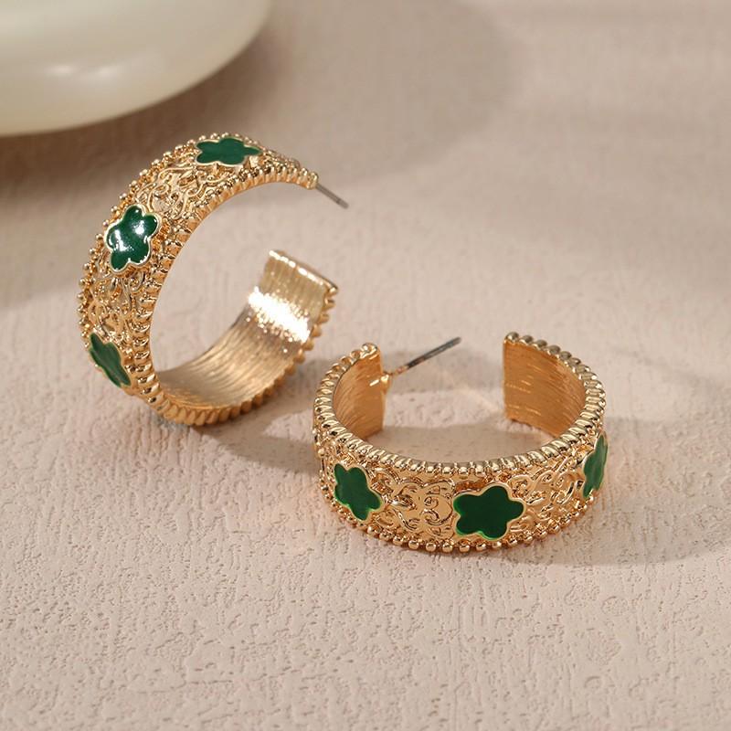New hot-selling high-quality flower zinc alloy earrings for women's high-end sense 4 colors optional fashion earrings