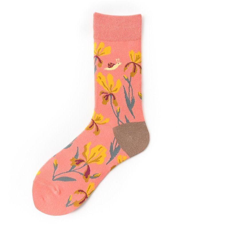 Men and Women Couples Socks Stockings Medium Tube Spring Trend Oil Painting