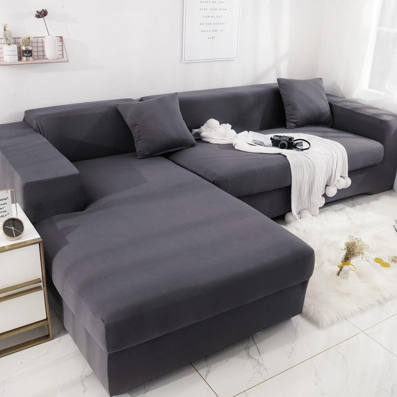 Sofa Cover Spandex Solid Color Elastic Sofa Cover For Living Room 1 /2 /3 /4 Set Seater Sectional Corner Slipcovers Sofa L Shape