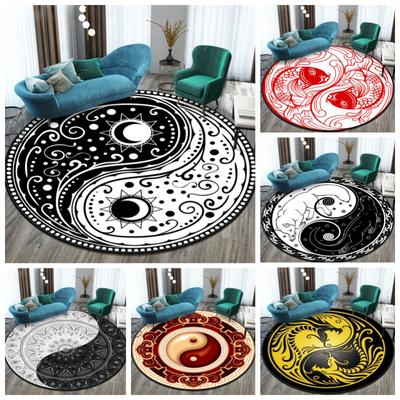 Tai Chi Bagua Diagram Circular Carpet Floor Mat Small Rugs for Bedroom Washroom Floor Mat Customizable Area Mat Pet Mat