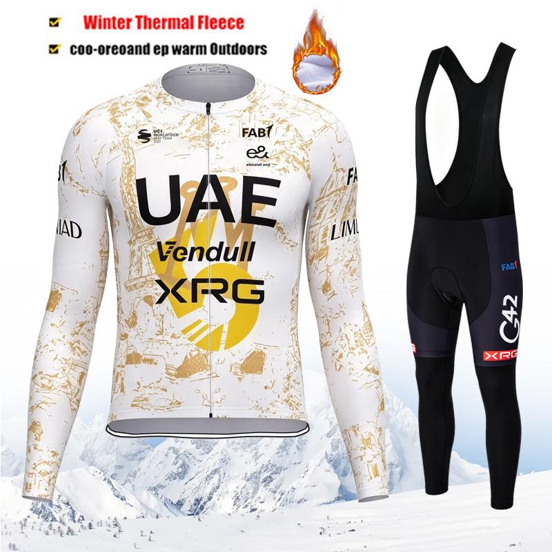 2027 UAE Team Winter Thermal Fleece Cycling Jersey Set Long Sleeve Bicycle Clothing MTB Bike Wear Maillot Ropa Ciclismo Cycling