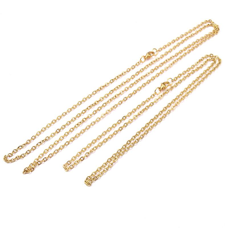 ( No Fade ) 5pcs /lot 3x2mm Man Women Chain Necklace 316L Stainless Steel O Link Pendant Necklace Fashion Jewelry 50CM 70CM Long