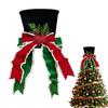 Christmas Tree Topper Whimsical Bow Hat Decoration Check Bows Xmas Ornament Winter Holidays Home Decor Fits Most Trees Festive Gift