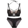 Set reggiseno push-up sexy cavo Set classico con fasciatura regolabile con cinturino alla caviglia Set intimo donna moda reggiseno in pizzo nero tentazione