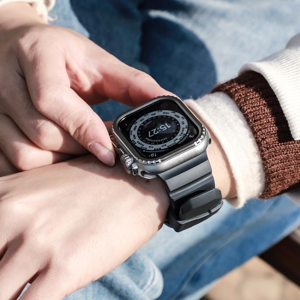 Fluorubber Band For Apple Watch Series 10 Ultra 9 8 7 SE 6 5 4 3 2 1 46mm 49mm 45mm 44mm 42mm Watch Straps