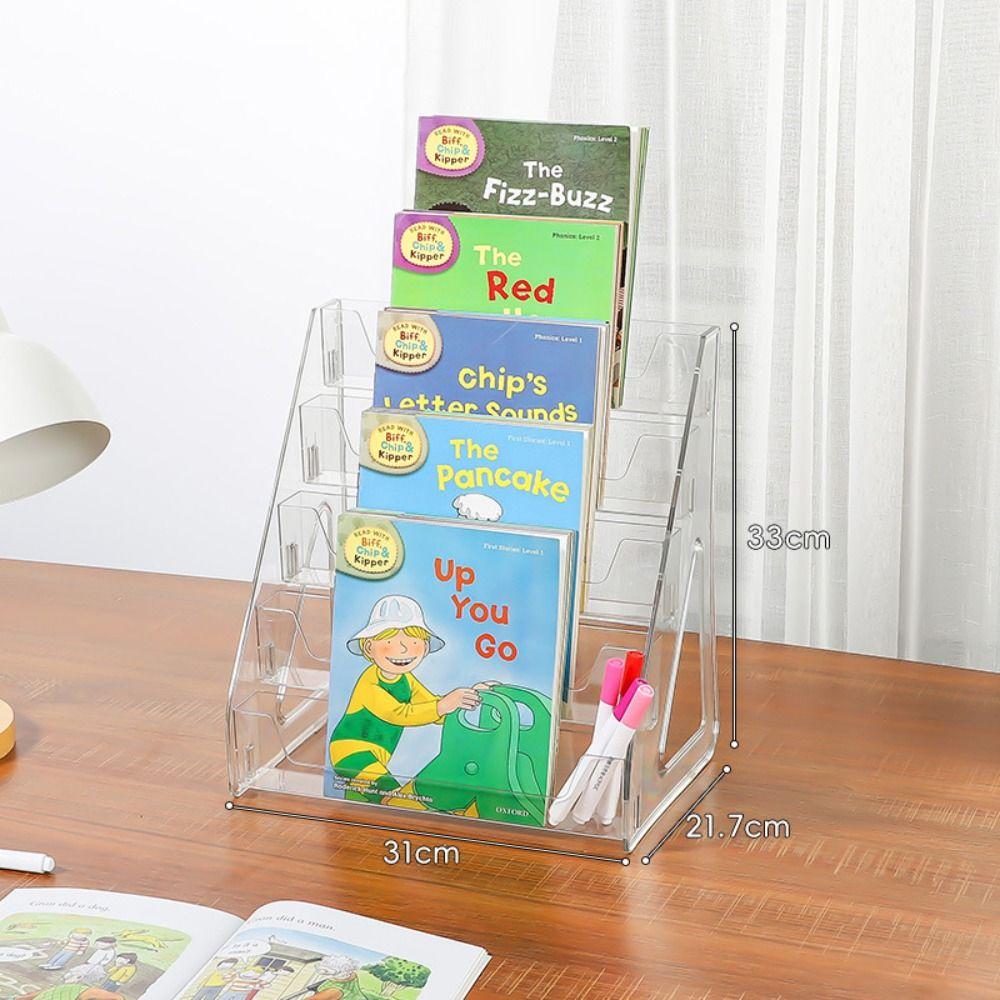 DIY Acrylic Book Display Rack 5 Tier Doll Figures Model Shelf Magazines Organizer  Home Use