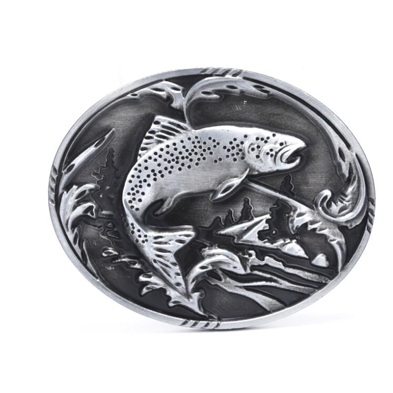 Western Cowboy Fish Belt Buckle For Mens Jeans Accessories Metalowa klamra do paska