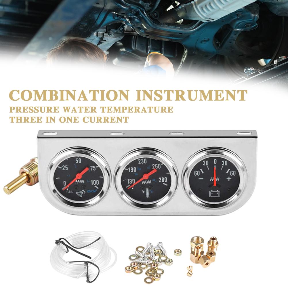 3 In 1 Car Triple Gauge Oil Pressure Water Temperature Current Instrument For Vehicle