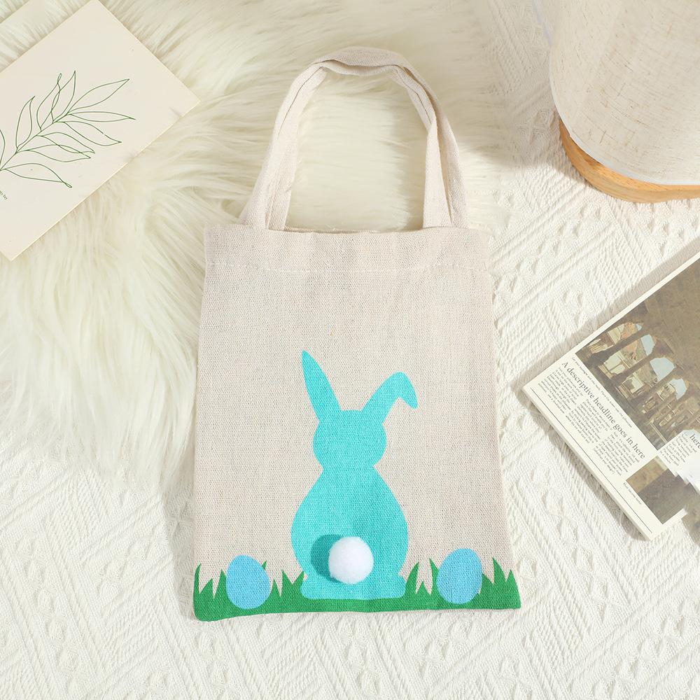 Easter Bunny Gift Handbags Cute Stuffed Ball Tote Bag Basket Kids Candy Goodie Rabbit Ear Bags Portable Eco Storage Container