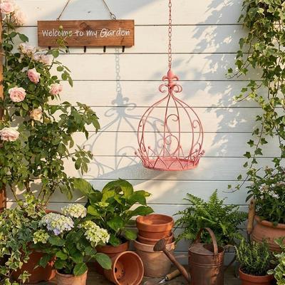 Hängender Blumenkorb Outdoor-Dekoration Vintage-Design Vielseitig Schnelle Montage Eisen Stabil Terrasse