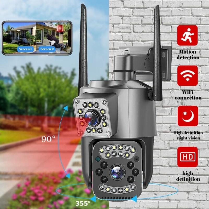 Podwójny obiektyw Dwie kamery Panoramiczny nadzór Pełnokolorowy noktowizor Domowa kamera CCTV Wsparcie Dwukierunkowy dźwięk T Wykrywanie ruchu
