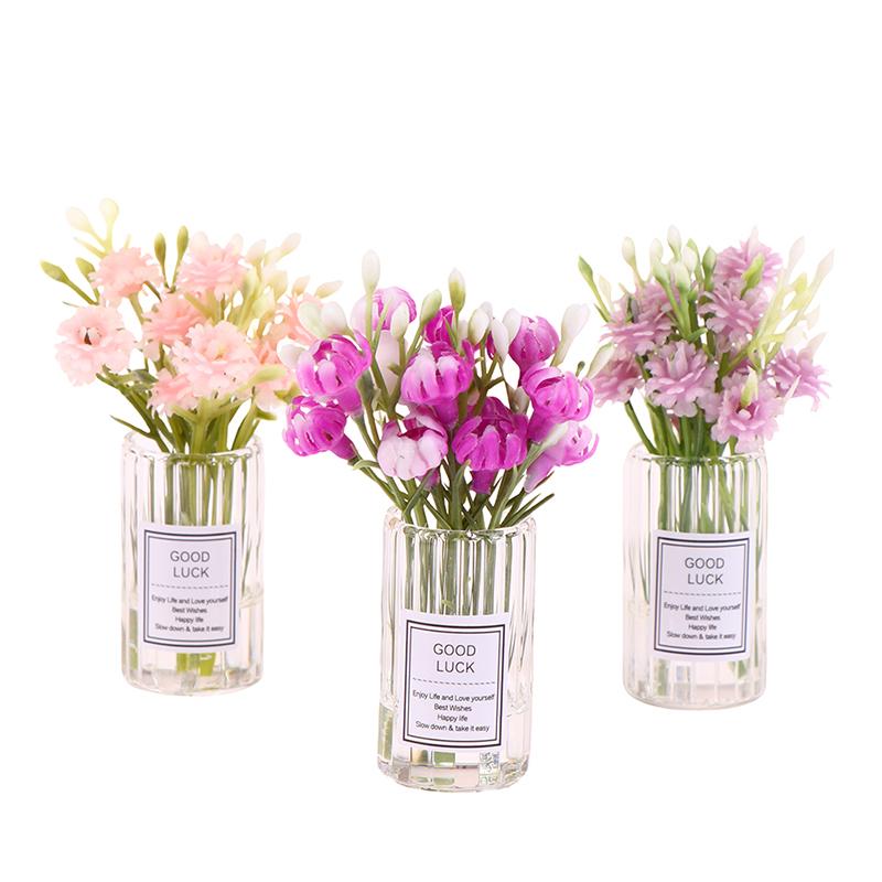 1/6 8 Dollhouse Miniatures Glass Vase Model Doll House Accessories Decor Toy Green Plant Ornaments Gifts Crafts