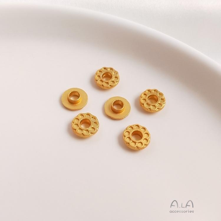 Color-Preserving Matte Gold Jade Crystal Pearl Rondelle Bee Bead Stopper for DIY Flower Inlay.