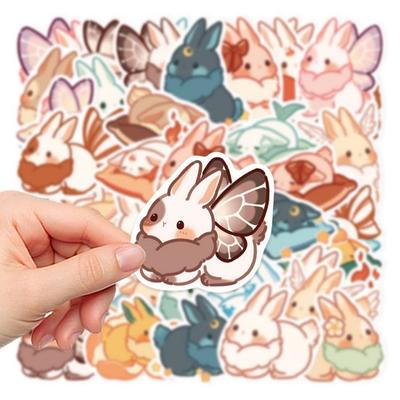 40Pcs/Set Collage Sticker Self-Adhesive Notebook Supply Removable Clear Printing Animal Sticker Convenient Decoration Cheese Rabbit