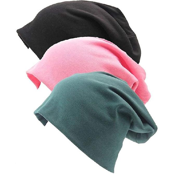 

Gellwhu Unisex Cotton Beanies Soft Sleep Cap for Hairloss Cancer Chemo 3 - Pack Pack B