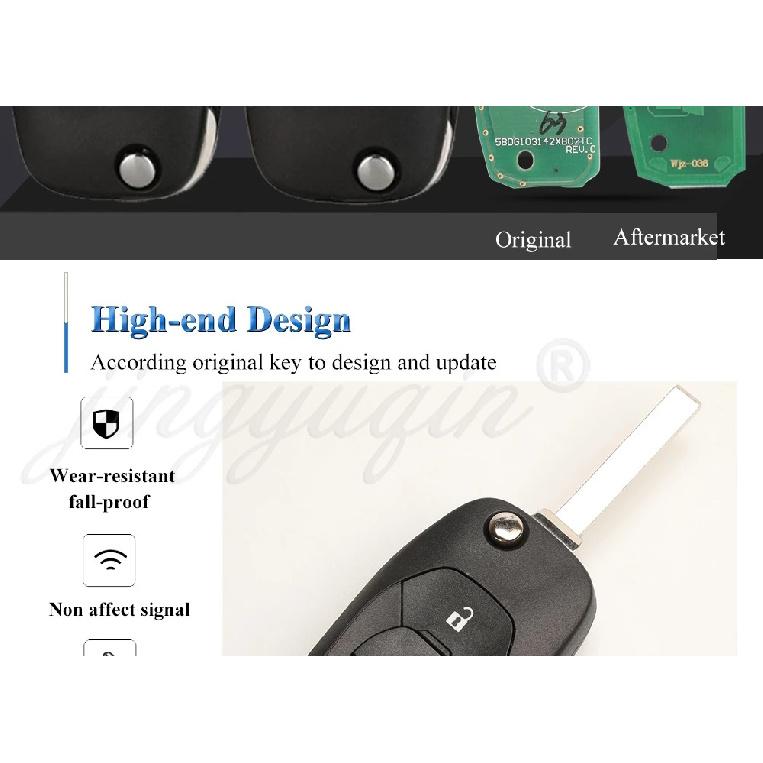 Jingyuqin 433.92Mhz FSK 4A Chip Car Remote Flip Key For Chevrolet Cruze 2015 Cavalier Trax Sonic Spark 2019+ Original OEM PCB