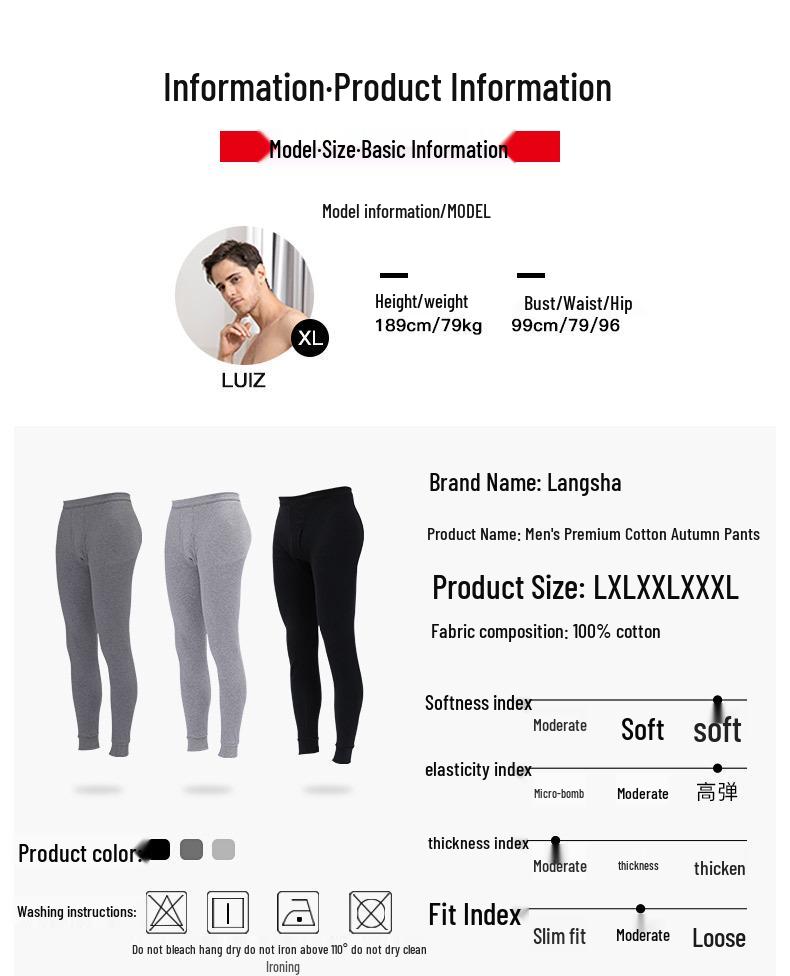 Pánské zeštíhlující podzimní/zimní kalhoty z bavlny a vlny Langsha