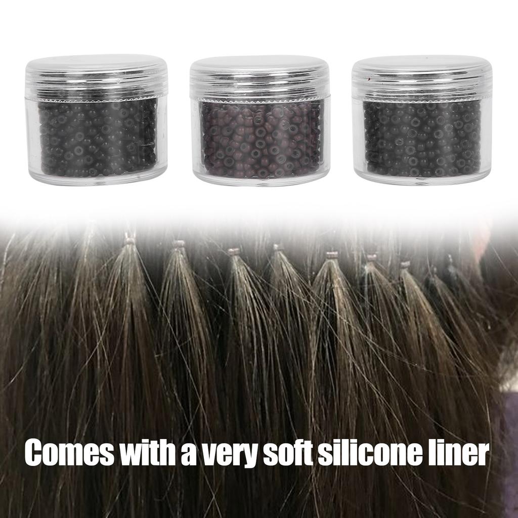 3 Flaschen 3,0 mm Silikon-Mikroglieder, Ringe, Perlen, kleines, komfortables Haarverlängerungswerkzeug (1#/3#/5#)