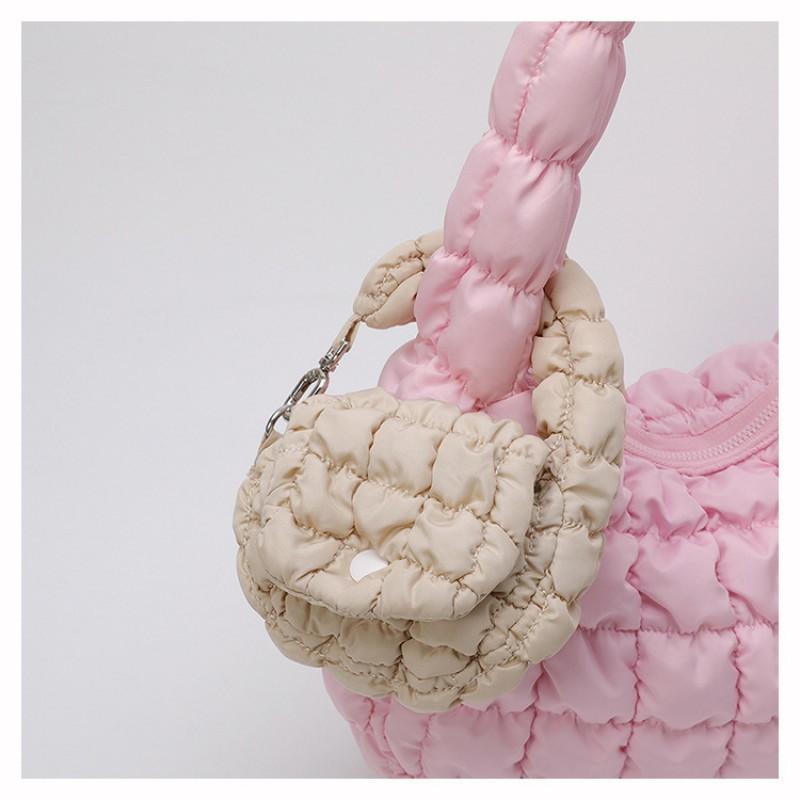 

2025 New Style Puff Bag Cloud Niche Women s Pleated Bubble Quilted Portable Fashionable Simple Lipstick хаки