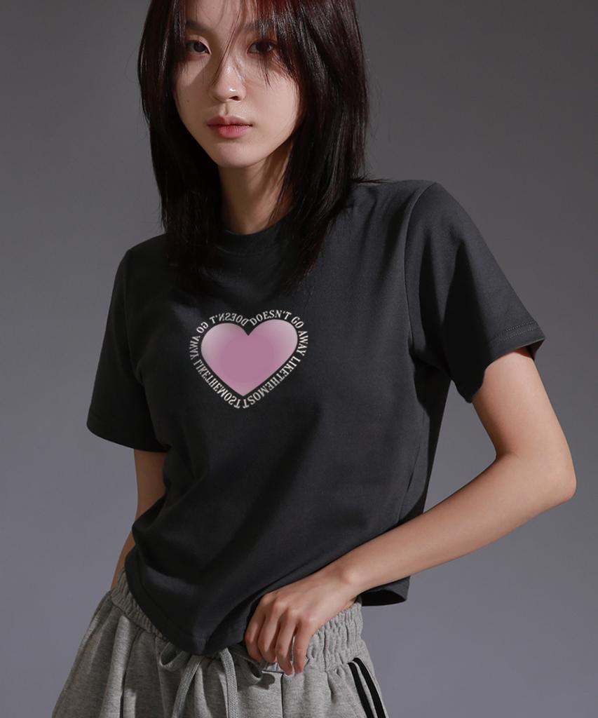LIKE THE MOST Pink Sky Heart Round Cut Short Sleeve T-Shirt_3 Colors