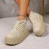 Fashion Summer Women Boots Leather Moccasins Women Platform Flats Women Shoes Ankle Booties Mid Calf Boots Females ZIP Pumps Shoes