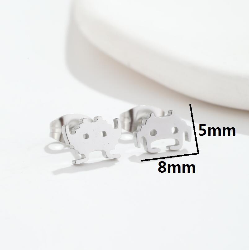 Stainless Steel Cartoon Asymmetrical QR Code Earrings - Cute and Simple Ear Ornaments from South America