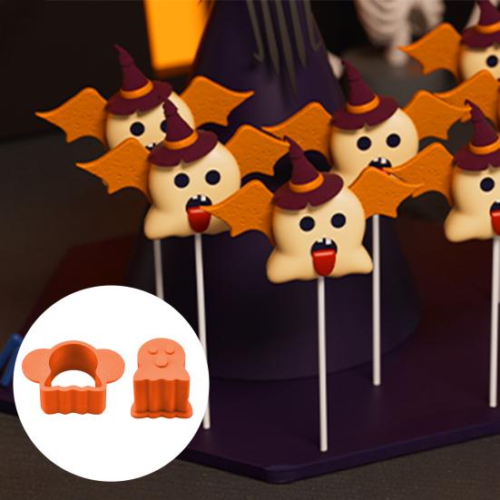 Halloween Cake Pop Mold Set Pumpkin & Ghost Shape Press for Baking Cookies Candy Food-Grade Baking Cake Pop Kit