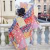 "Summer Ethnic Style Cotton-Linen Shawl: Handmade Retro Button Sunscreen Beach Cover-Up"