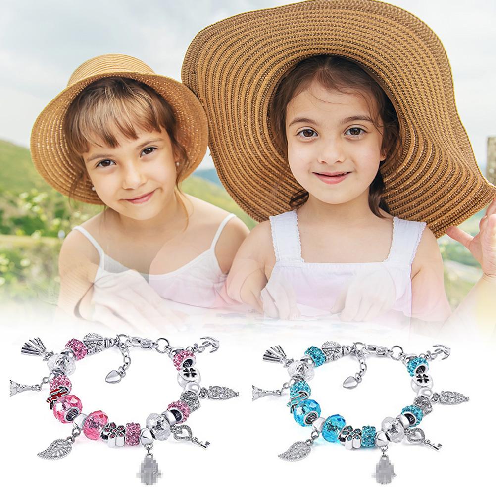 56 Pcs DIY Charm Bracelet Necklaces Jewelry Making Kit with Love Heart Box for Girls Women Valentines Birthday