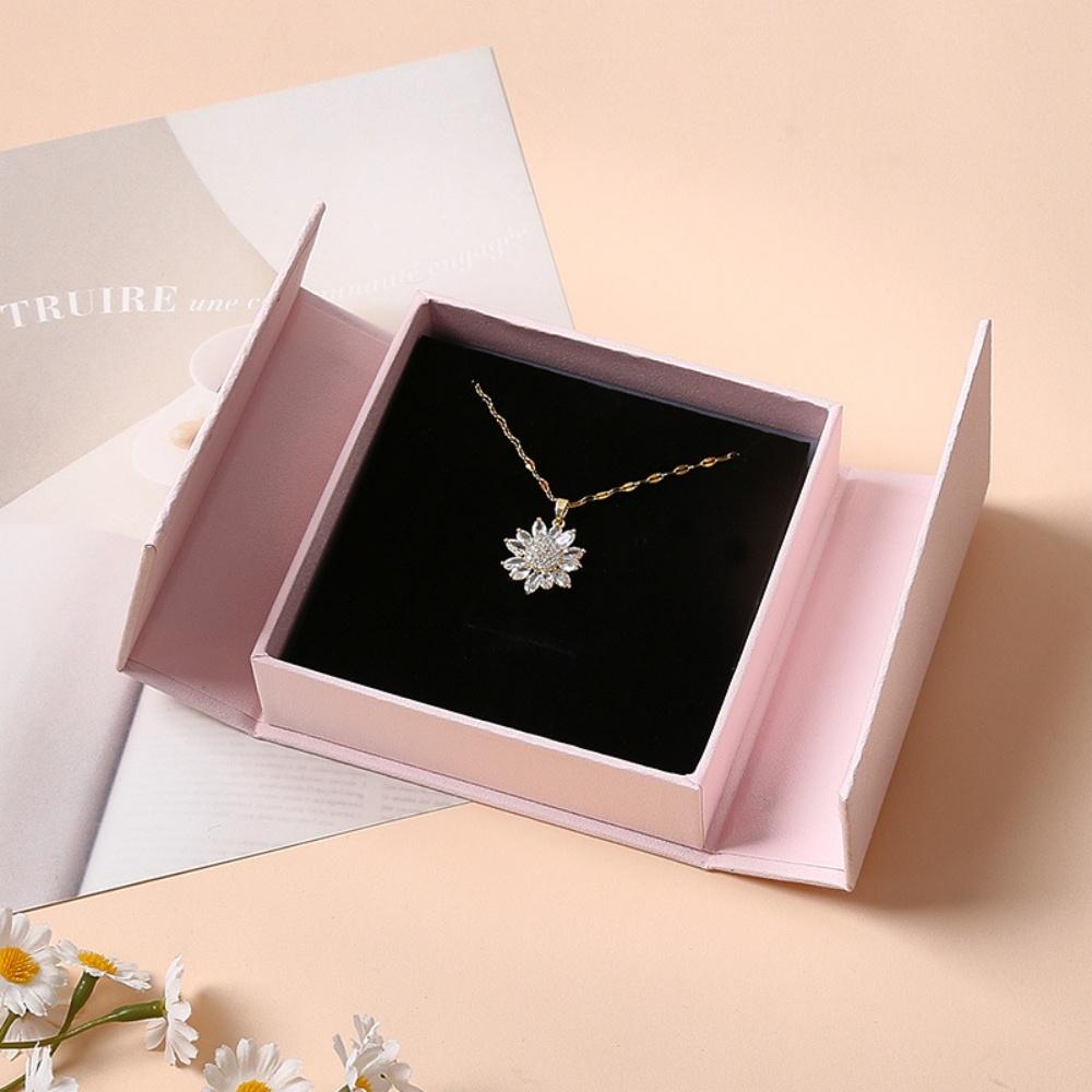 10.5x10.5x3.5CM Magnetic Flip Jewelry Box Dual Opening Earring Necklace Ring Organizer Thick Kraft Paper Storage Box