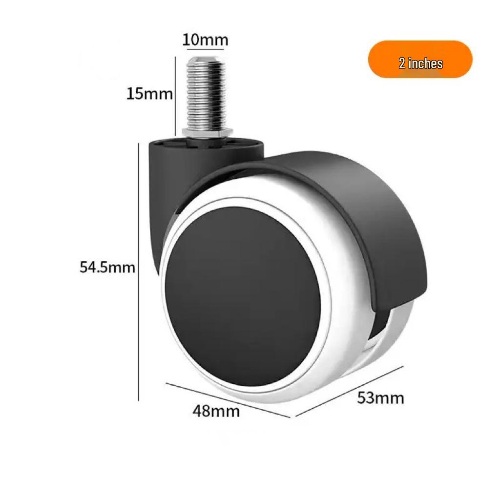 2-Inch Silent PU Office Chair Casters for Executive and Boss Chairs - Thickened Swivel with Circlip Universal Design