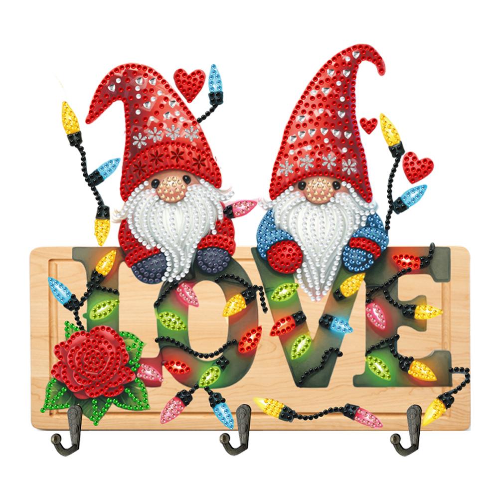 Wooden Diamond Art Hanging Hooks with 3 Hooks Rhinestone Painting Coat Hook Welcome Home Dog DIY Diamond Painting Art Hooks