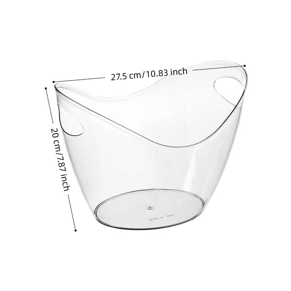 New 4L Ice Cube Bucket Transparent Anti Slip Bottom Wine Bucket Big Capacity Drinks and Party Fruit Storage Basket Picnic