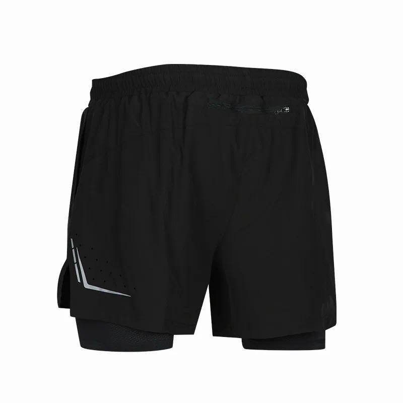 Pantaloni scurți pentru bărbați, cu uscare rapidă, respirabili, lejeri, anti-explozie, cu căptușeală dublă, cu buzunar în spate, pentru alergare, maraton, atletism pe pistă