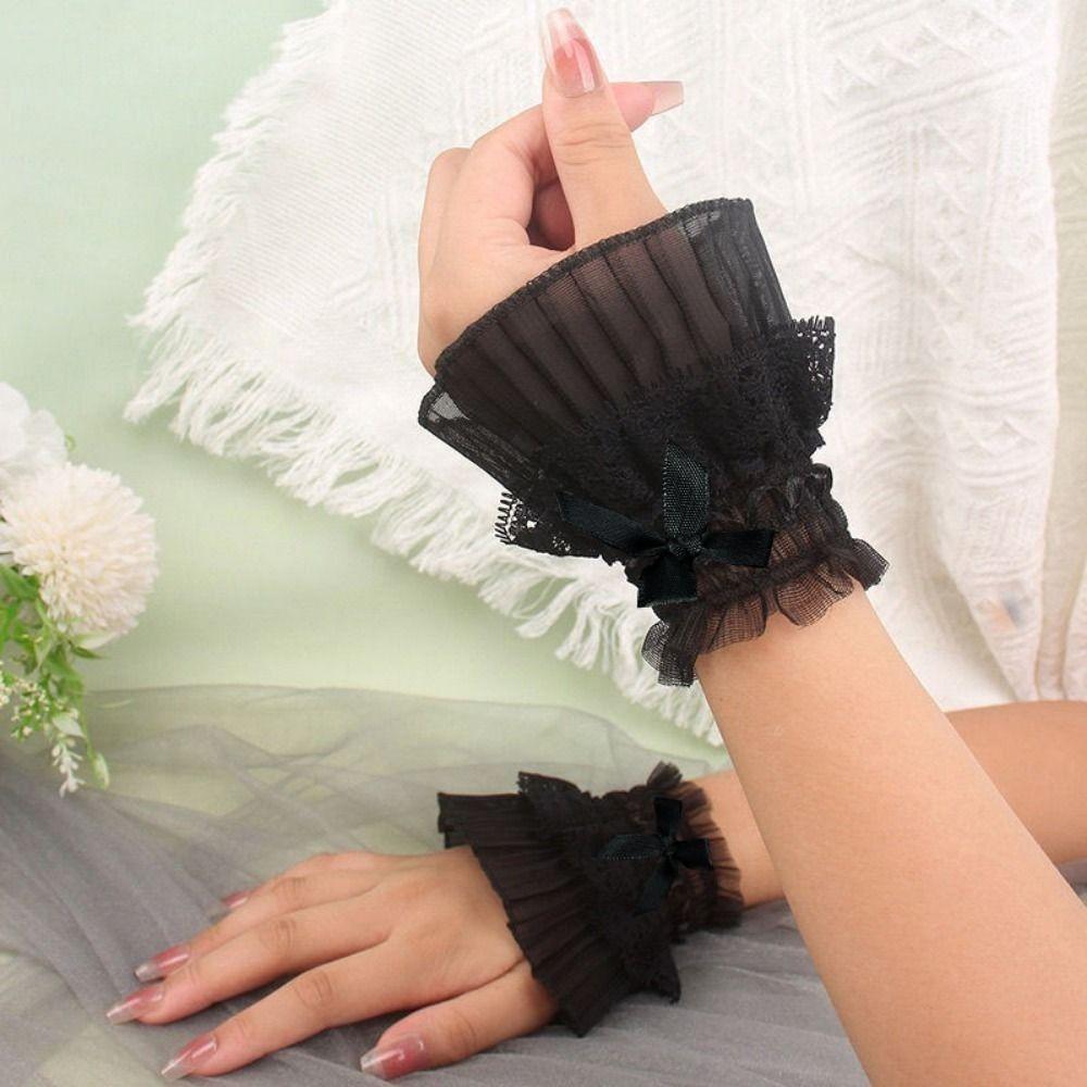 Comfortable Lace Ruffled Wrist Detachable Fake Sleeves Cuffs  Stage Performance