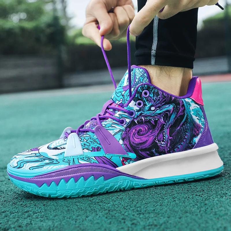 Breathable Sports Shoes Boys Basketball Sneakers Men's Non-Slip Shoes Comfortable Gym Training Athletic Shoes Shock Absorption