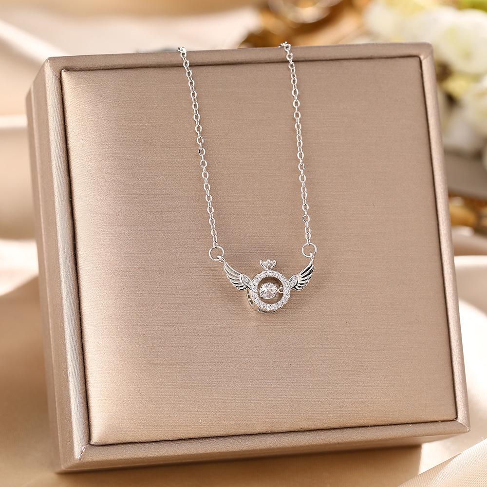 Women's Silver Titanium Steel Necklace with Micro-Inlaid Zircon - Elegant, Durable Clavicle Chain Jewelry
