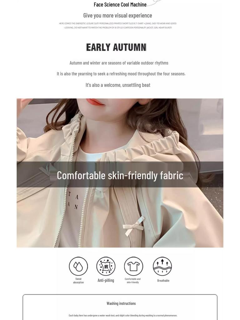 Autumn 2025 Girls' Korean-Style Windbreaker Jacket