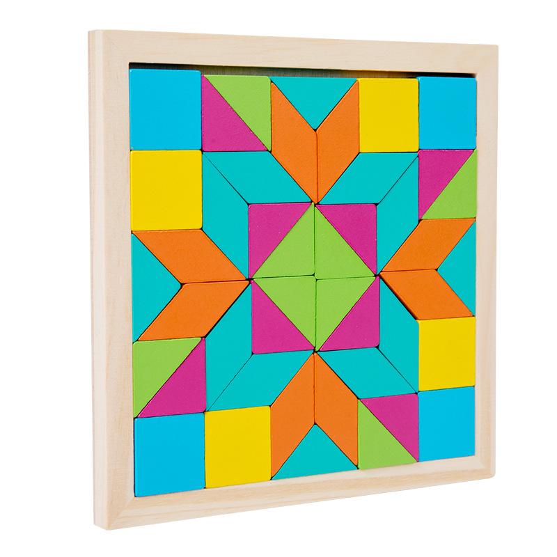 Wood Puzzle Block Geometric Shape Toddler Puzzle Early Learning Education Jigsaw Puzzle Montessori Geometric Buckle Board Game