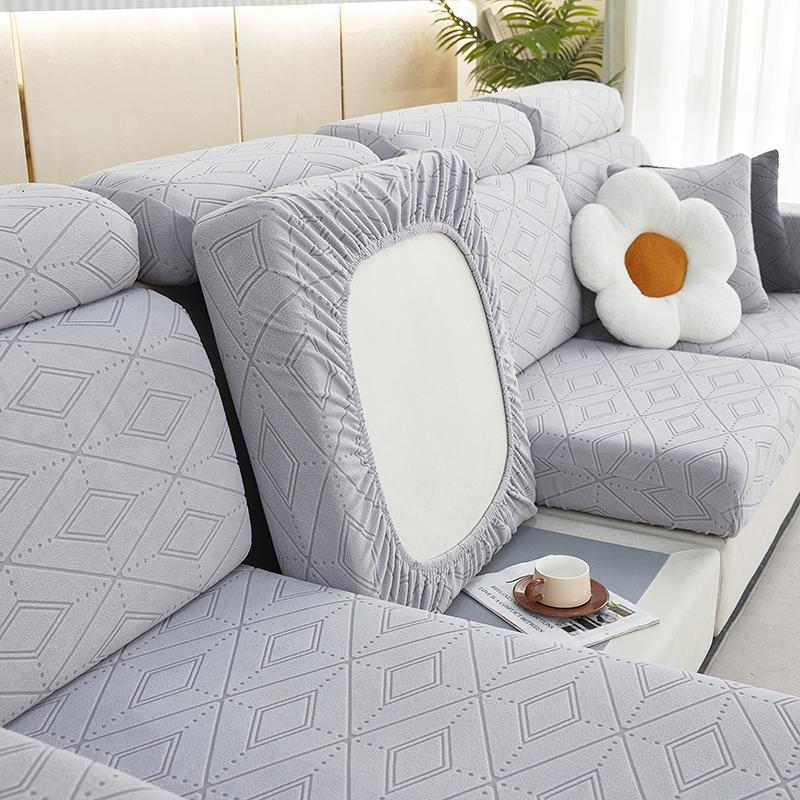 Oblique Grid Elastic Sofa Cover, Jacquard Sofa Seat Cushion Covers, Stretch Couch Cover, Living Room Sofa Slipcovers, Washable