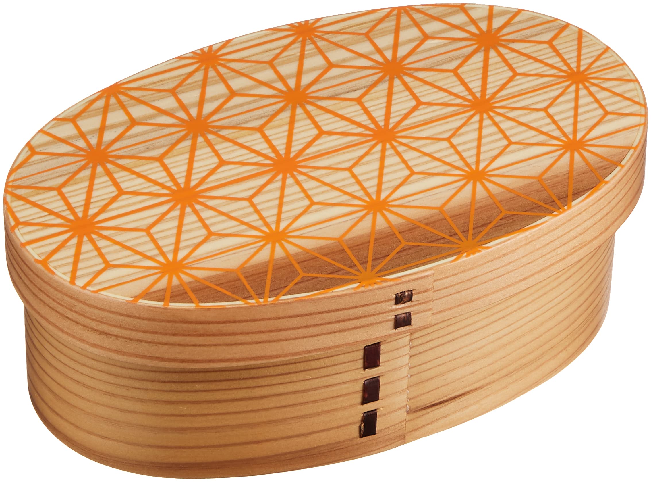 

Kanoryu Asanoha Bentwood Lunch Size x 10 x 6 Orange Box, S, Na, Approx. 16.5 cm, S19-35-5s